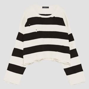 Zara Distressed Striped Sweater